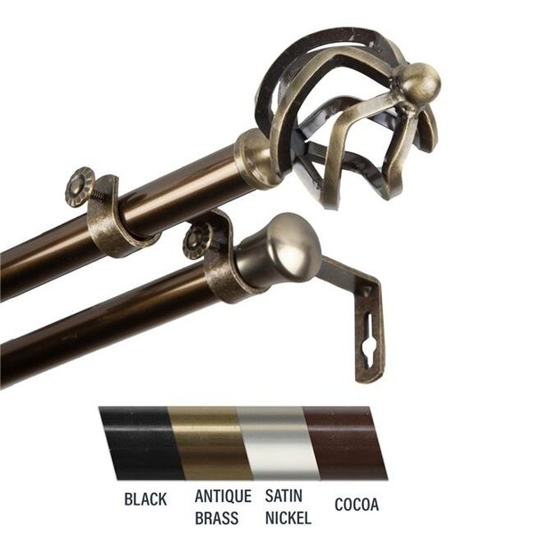 Central Design Central Design 4742-484 Giro 0.81 in. Double Curtain Rod; 48-84 in. - Antique Brass 4742-484 - main